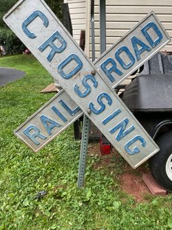 Rare double side cross buck railroad sign