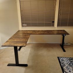 Electric Adjustable Height L-Shaped Desk - 78" Length x 60" Width x 24"/48" Height, Nice Wood Finish - Brand New!in A Box