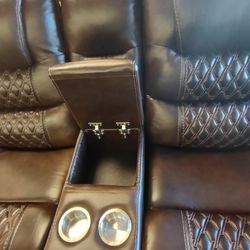 REAL GENUINE LEATHER RECLINING SOFA SET AUTOMATIC