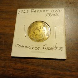 1923 French One Franc Commerce Industries Coin