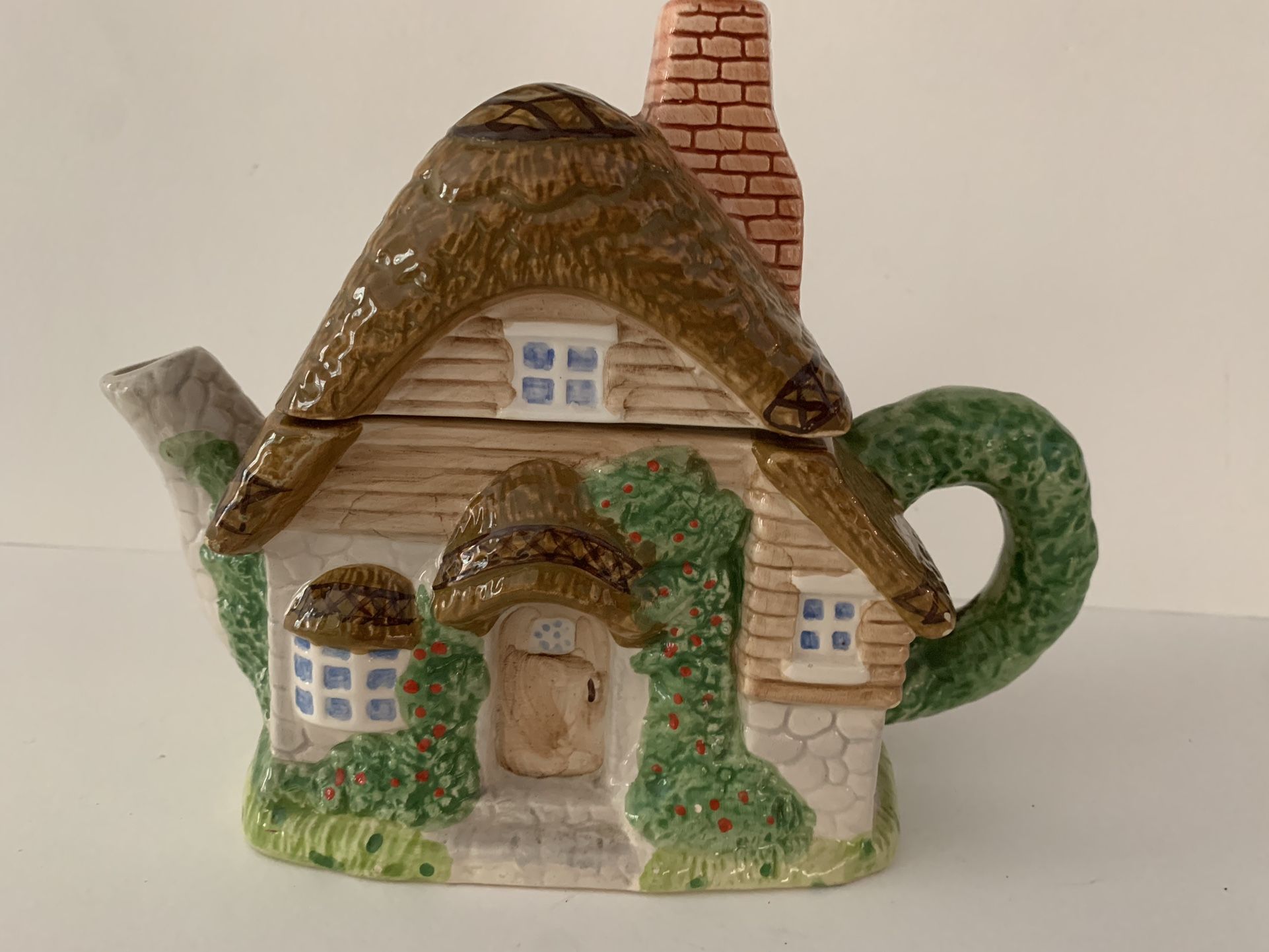 Vintage Cottage House Porcelain Teapot Collectible