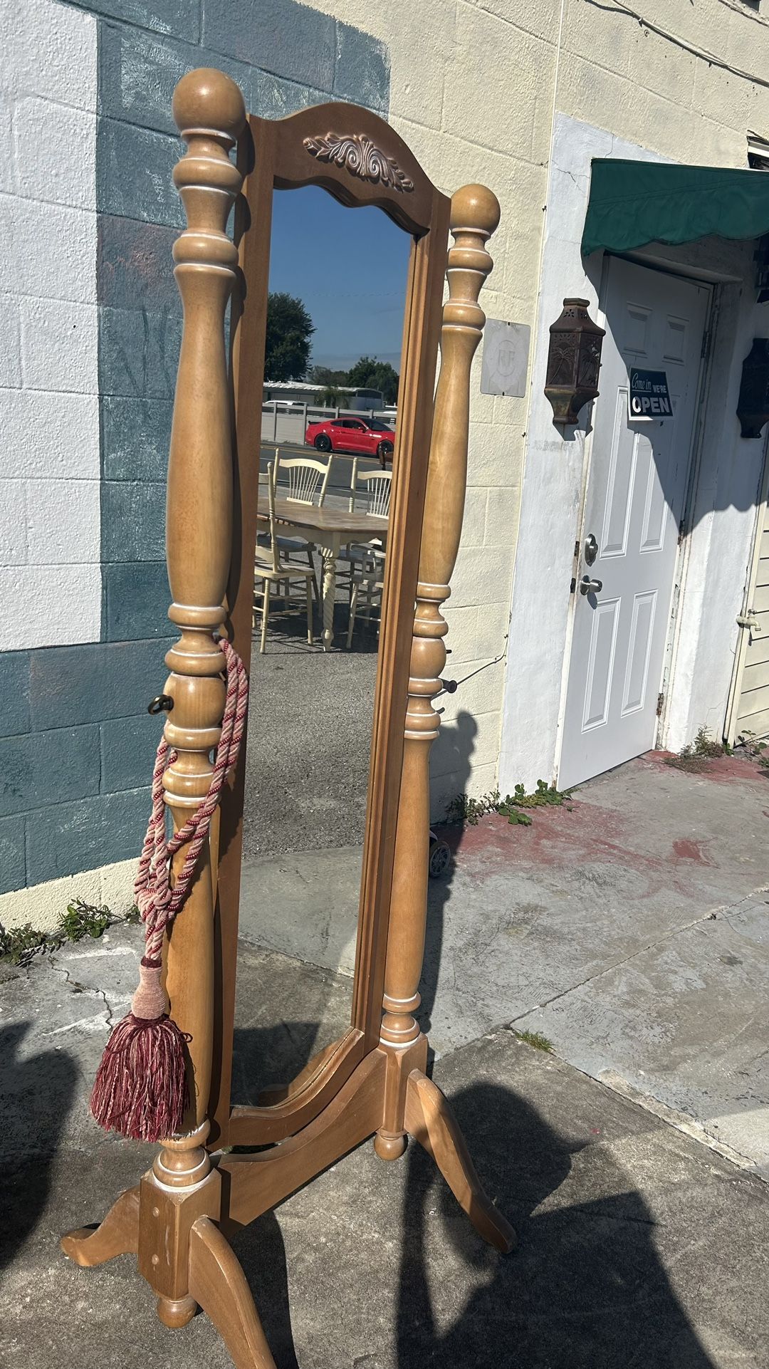 Full-Length Wooden Framed Mirror