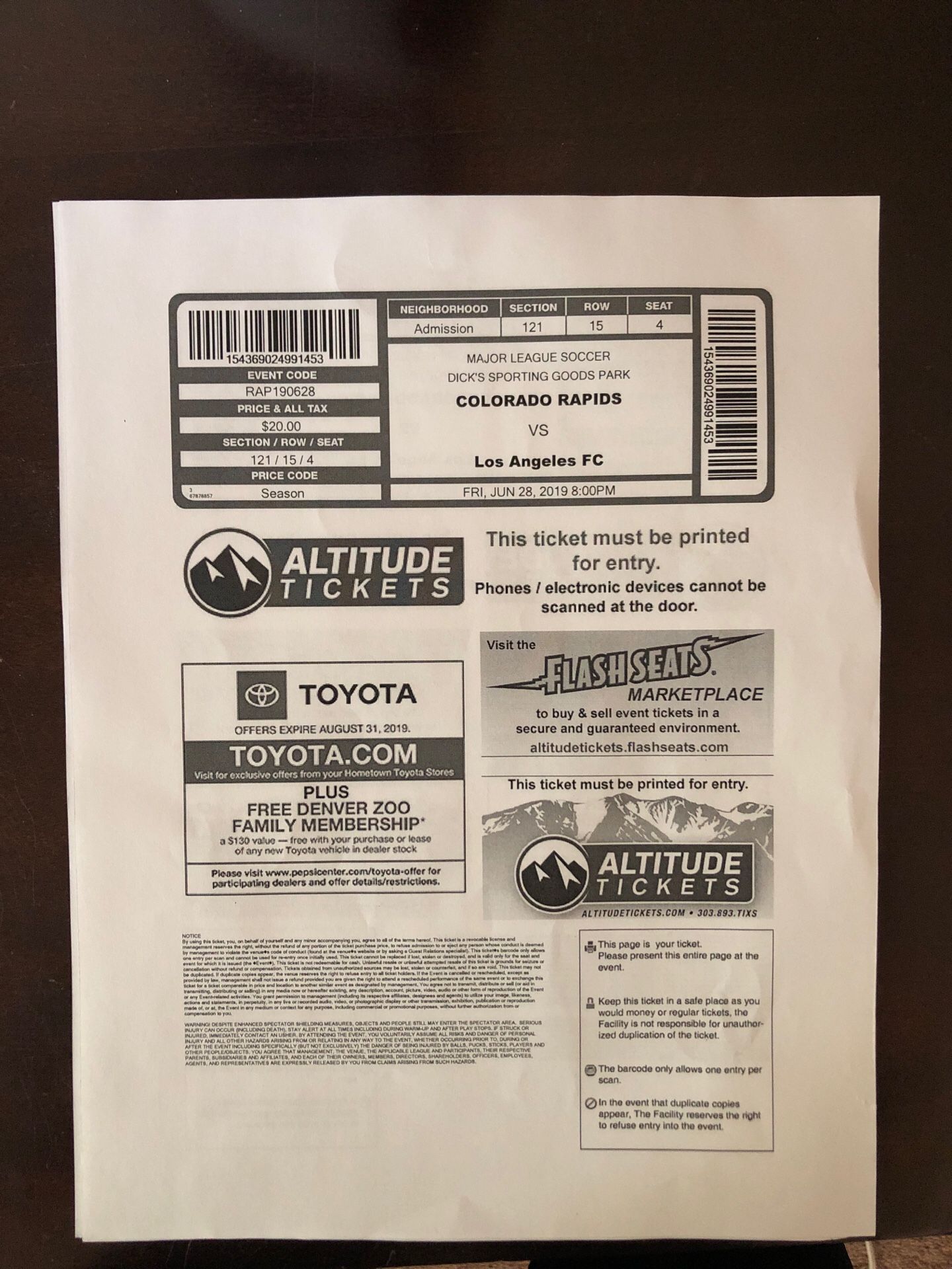 MLS Ticket/Colorado Rapids vs LA FC