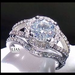 New 18k White Gold Wedding Ring Set 