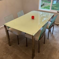 Glass Dining Table & 4 Chairs