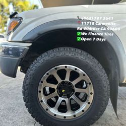 Off Road Wheel American Outlaw Clear 17 inch 6x139.7 and 265/65r17 All Terrain Fits Tacoma 4runner sequoia silverado gmc sierra denali tahoe and more