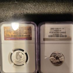 Silver Ultra Cameo Pf 69/PF 70-25 Cents