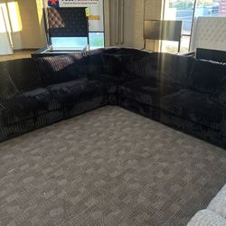 Large Deep Custom Black Sectional 