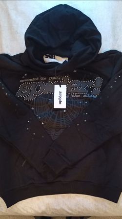 Sp5der Rhinestone Punk V2 Hoodie in Black.