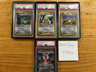 Sequential swirled Dragonites and Charizard psa 10