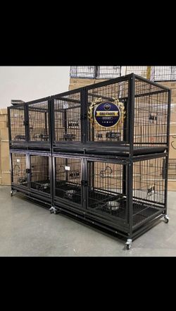 Dog pet cage kennel size 43” with divider and feeding bowls set of 4 ‘new in box 📦