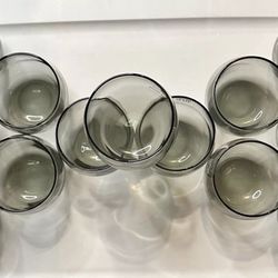 Lot/13  Different Vintage  NFL Teams Smoked Glass Roly Poly Tumblers Glasses From the 60’s O