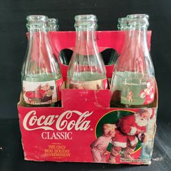 Coca Cola 1995 Christmas 8oz Bottles (6)