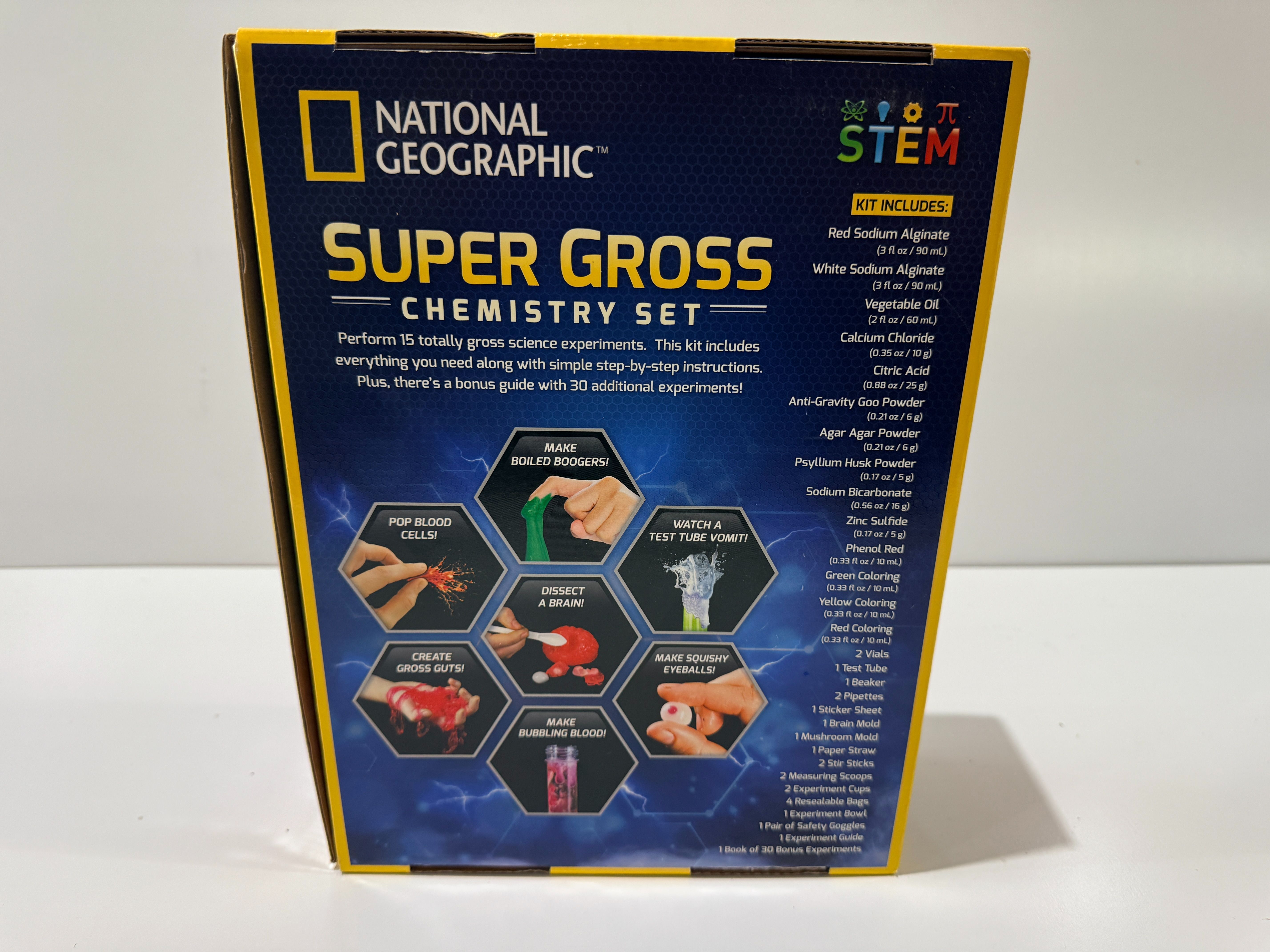 National Geographic Super Gross Chemistry Set STEM 45 Experiments Kids Lab Kit