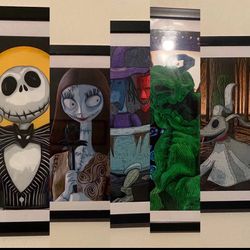 5 Custom Nightmare Before Christmas Art Pieces In Frames