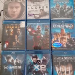 9 New Sci Fi Marvel Superhero Blu-ray Lot X-Men Wolverine Ironman Fantastic 4 Four The Martian Looper Men In Black MIB Space Time Travel Movies 