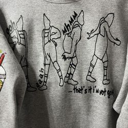 XL Grinch Sweatshirt With Prints On Sleeves 