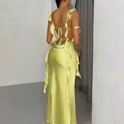 Green Backless Maxi Dress 