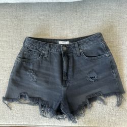 Black denim shorts
