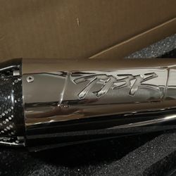 Harley Davidson Exhaust By Two Brothers Racing.  Hand Crafted, NEW, Chrome With Carbon Fiber Tip.   High Performance 