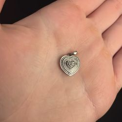 Silver Heart Pendant with imitation Diamonds