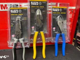 KLEIN TOOLS HYBRID PLIERS -CRIMPING$27 plus LINEMANS PLIERS-CRIMPING $27and DIAGONAL CUTTERS-ANGLED HEAD $24 (( read  below))
