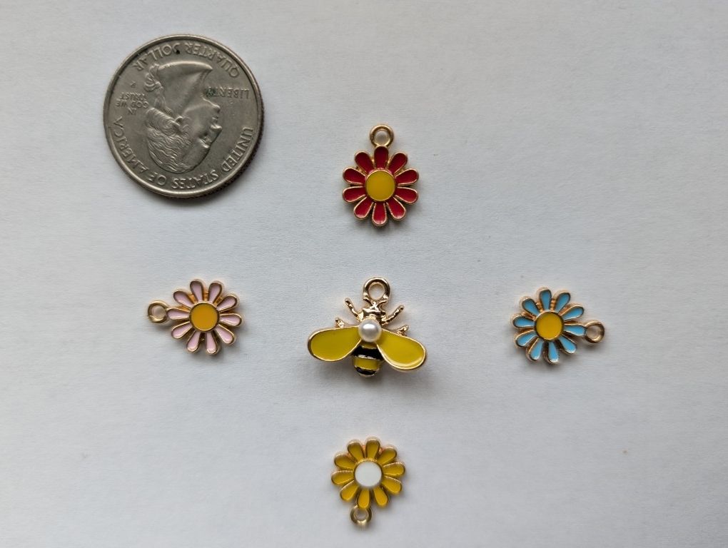 Flower And Bee Pendant Charms