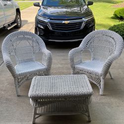Wicker Chairs And Footstool $75 For All.