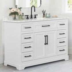 48" Bathroom Vanity With Carrara Marble Top 