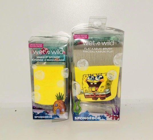 Wet N Wild SpongeBob makeup sponge and flat kabuki brush