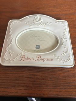 RUSS gifts from heaven, babies baptism porcelain picture frames 3 1/2 x 5”