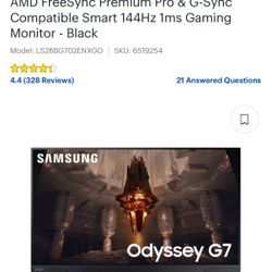 Samsung - Odyssey G7 28" 4K Gaming Computer Monitor