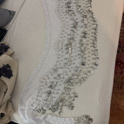 Belly Dance Hip Scarf w/ Coins (White)