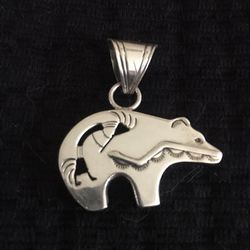 Sterling Silver Bear Pendant With Kokopelli Design
