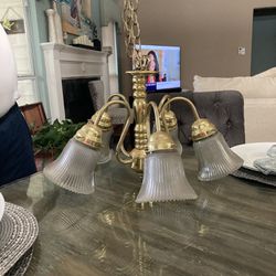 Gold Chandelier With 5 Cup Lighting