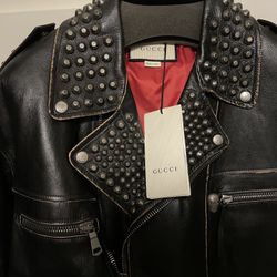 Mens Gucci Leather Biker Jacket Coat Medium