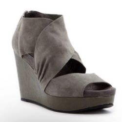 Eileen Fisher Draw Draped Open toe Suede Platform Wedge Leather Sandal Size 8.5