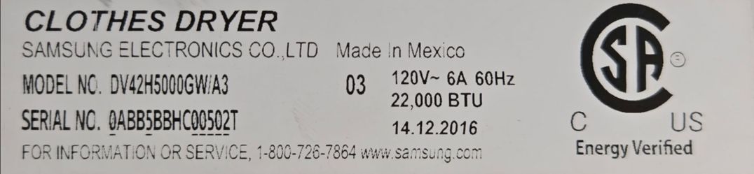 Samsung Washer and Dryer Set (Gas)