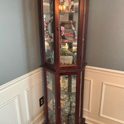Wood corner display cabinet
