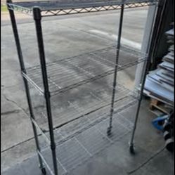 4-Tier Metal Wire Shelving Rack on Wheels