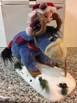 Eeyore with Piglet Christmas Figurine Vintage Electronic