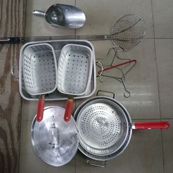 Fryer pots and utensils ( no set)