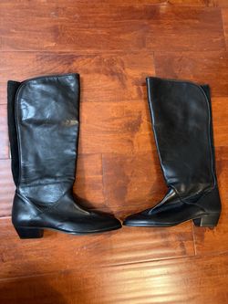 Vintage Bally Black Leather Knee High Boots Women’s US 8 EU 39 Italy new