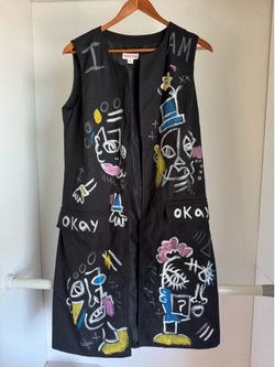 OOAK Painted Long Vest - woman’s size 10