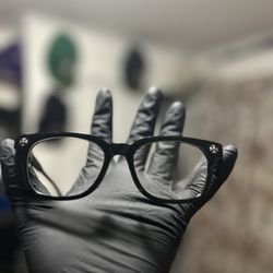 Chrome Heart Style Cross Design Black and Silver Glasses