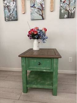 Rustic green side table