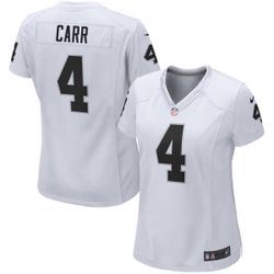 Women’s Large Oakland Raiders #4 Derek Carr White Nike Game Jersey.