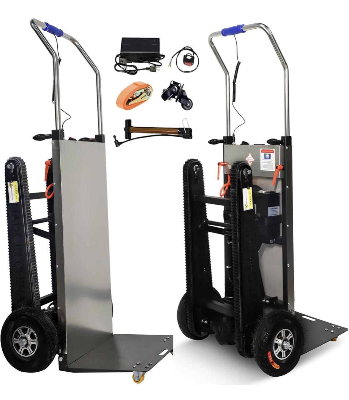 Electric Stair Climbing Dolly, 661lb 600W Powered Electric Stair Climbing Hand Trucks Dolly Cart with Rubber Tracks for Moving, Heavy Duty Stair Climb