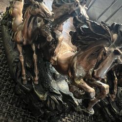 2  Vintage Beautiful Bronze Finish Horses Statue