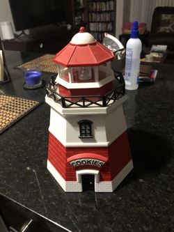 Light house cookie jar with working fog horn